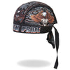 Hot Leathers Ride with Pride DOO RAGS headwrap featuring bold motorcycle-themed design and vibrant colors.