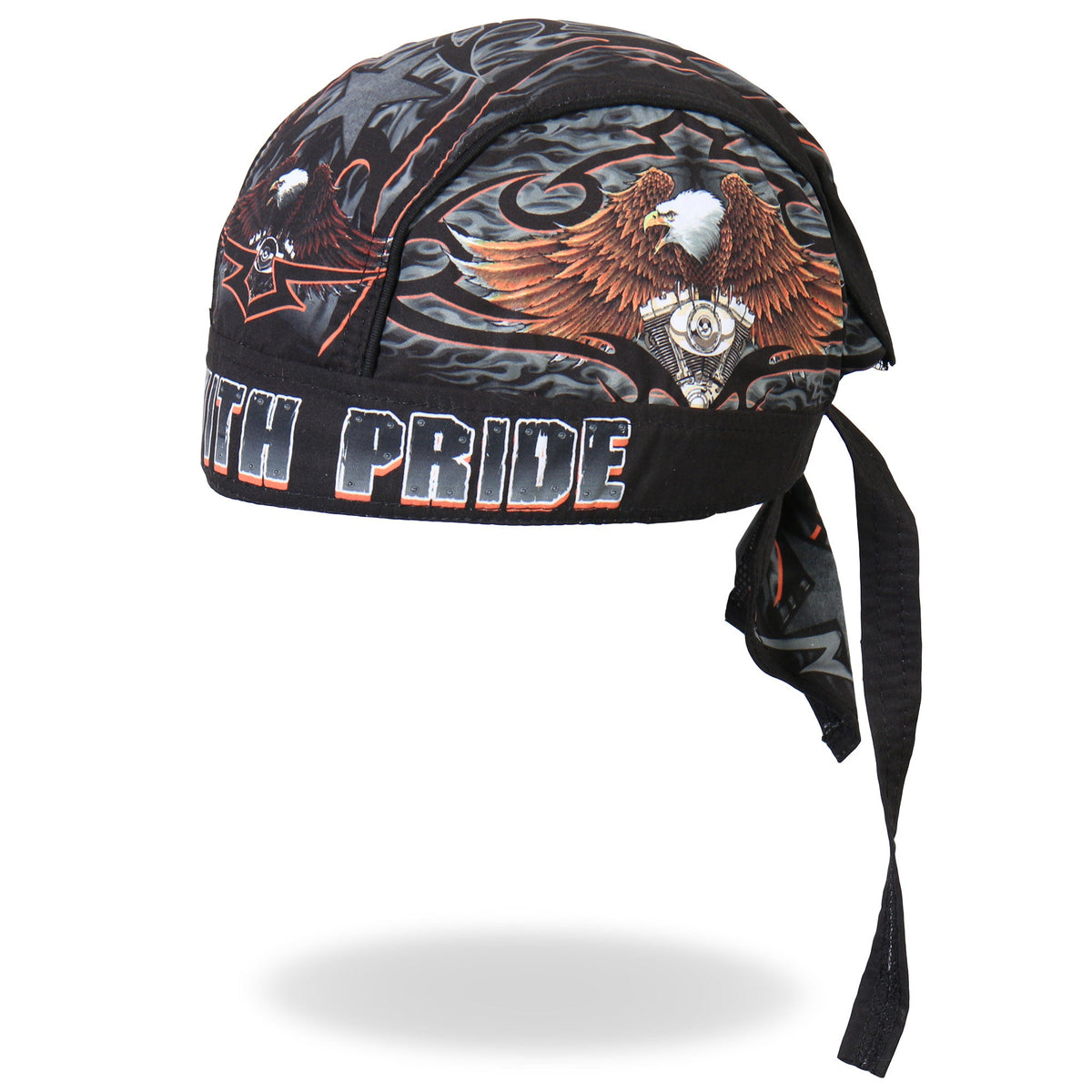 Hot Leathers Ride with Pride DOO RAGS headwrap featuring bold motorcycle-themed design and vibrant colors.