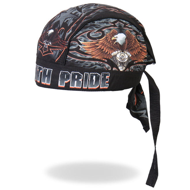 Hot Leathers Ride with Pride DOO RAGS headwrap featuring bold motorcycle-themed design and vibrant colors.