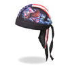 Hot Leathers DOO RAGS flag and eagle headwrap with bold patriotic design, featuring the Hot Leathers logo and vibrant colors.
