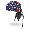 Hot Leathers American Flag headwrap from the DOO RAGS collection, featuring bold red, white, and blue stars and stripes design.