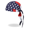 Hot Leathers American Flag headwrap from the DOO RAGS collection, featuring bold red, white, and blue star and stripe design.