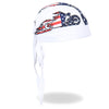 White Hot Leathers DOO RAGS American Bike Headwrap with bold graphic design, made for motorcycle enthusiasts.