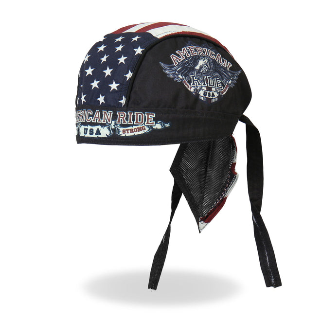 Hot Leathers American Ride Eagle Headwrap, DOO RAGS style, featuring eagle graphic and vibrant colors for motorcycle enthusiasts.