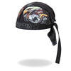 Hot Leathers Born Free Eagle POW doo rags headwrap with bold eagle and POW graphics, made for motorcycle enthusiasts.
