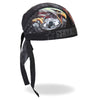 Hot Leathers Born Free Eagle POW Headwrap, DOO RAGS style, featuring patriotic eagle design on black fabric.