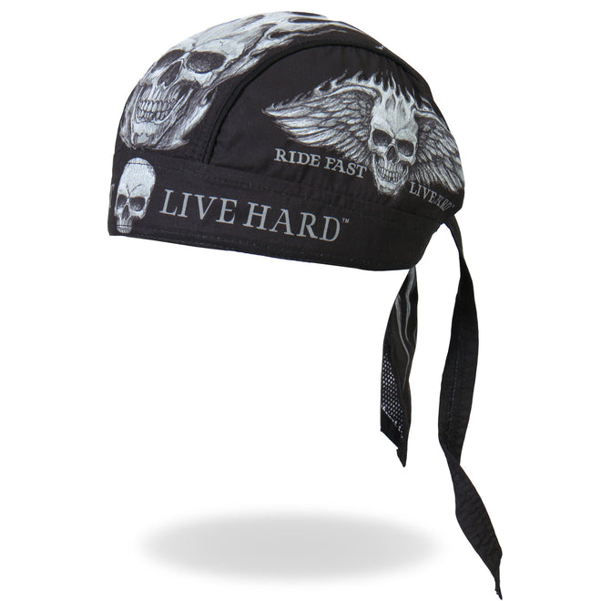 Hot Leathers Bad Scratch Headwrap from DOO RAGS collection, featuring a rugged design and bold logo, ideal for motorcycle enthusiasts.
