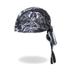 Hot Leathers Death Wings Headwrap, DOO RAGS style, featuring bold black and white wing design for motorcycle or casual wear.
