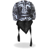Hot Leathers Hot Leathers HWH1072 Death Wings Headwrap DOO RAGS featuring black and white wing design on fabric