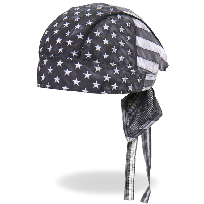Hot Leathers Gray Flag Headwrap from DOO RAGS collection, featuring a patriotic design and comfortable fabric for headwear.