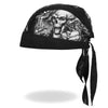 Hot Leathers Smokin Five Skulls headwrap from DOO RAGS collection with bold skull graphic and adjustable fit.