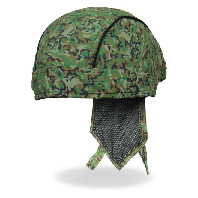 Hot Leathers Camo Skull Pattern Forest Headwrap, DOO RAGS style, with camouflage and skull design, made by Hot Leathers.