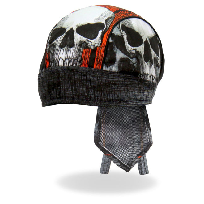 Hot Leathers Jumbo Skull Headwrap from DOO RAGS collection, featuring bold skull design and vibrant colors.