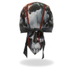 Hot Leathers Jumbo Skull Headwrap from DOO RAGS collection, featuring bold skull print in black and white.