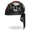 Hot Leathers Jumbo Skull Headwrap from the DOO RAGS collection, featuring a bold skull design in black and white.