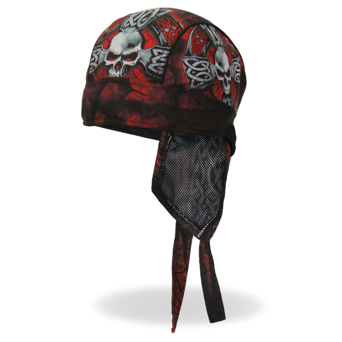 Hot Leathers Celtic Cross Headwrap, DOO RAGS style, featuring a detailed Celtic cross design on black fabric.