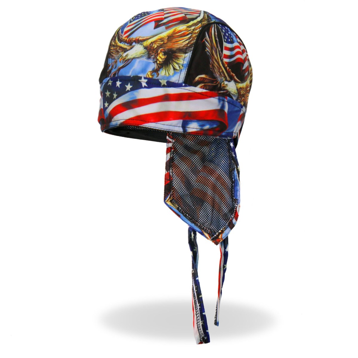 Hot Leathers Hoop Eagle Headwrap from DOO RAGS collection, featuring a bold eagle head design in black and white.