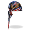 Hot Leathers Hoop Eagle Headwrap from DOO RAGS collection, featuring a detailed eagle head design on black fabric.