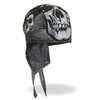 Hot Leathers DOO RAGS Stove Pipe Headwrap in black with flame design, made for motorcycle riders to cover the head and neck.