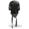 Hot Leathers DOO RAGS Stove Pipe Headwrap in black with flame design, styled as a head covering for motorcycle enthusiasts.