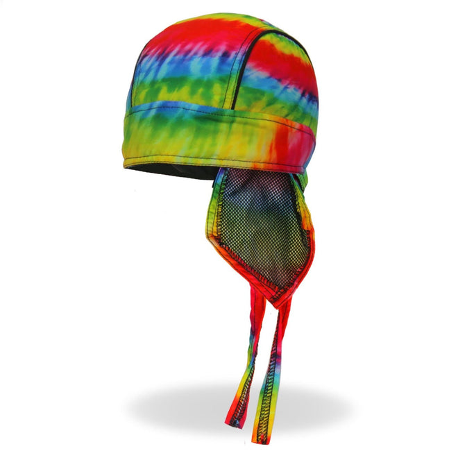 Hot Leathers DOO RAGS tie-dye headwrap with vibrant colors and logo design, perfect for casual or motorcycle style.
