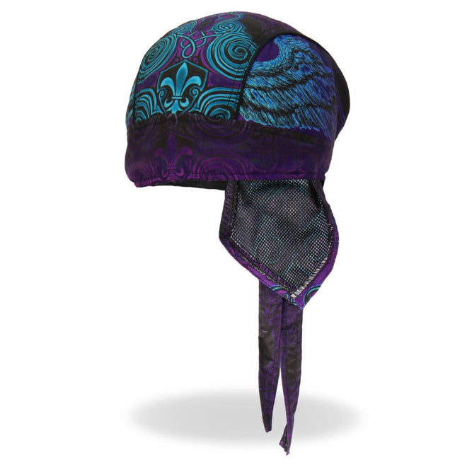 Hot Leathers Cross De Lis Headwrap from DOO RAGS line, featuring a stylish cross and De Lis design in vibrant colors.