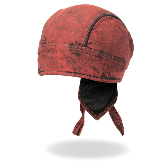 Rust dye denim headwrap Doo Rag by Hot Leathers featuring a stylish, casual design with rugged denim fabric and bold color.