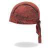 Rust dye denim headwrap Doo Rag by Hot Leathers, featuring a casual, vintage-inspired look with distressed denim fabric.