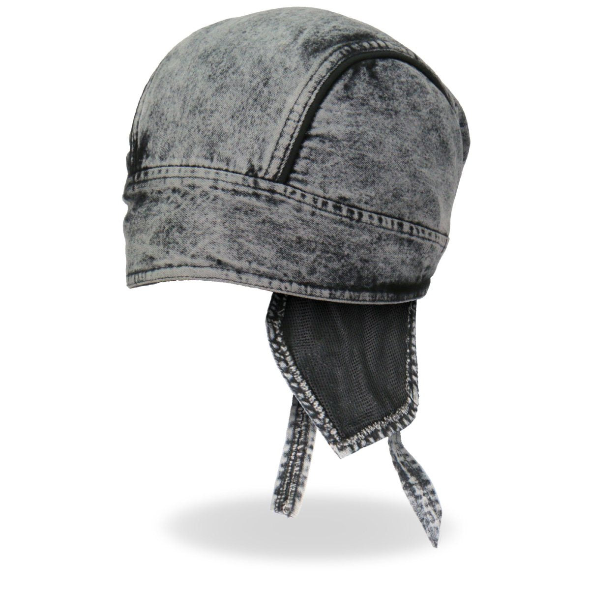 Hot Leathers Charcoal Dye Denim Headwrap from DOO RAGS collection, featuring rugged denim fabric and stylish design.
