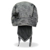 Hot Leathers Charcoal Dye Denim DOO RAGS headwrap with stylish, casual design featuring the Hot Leathers brand logo.