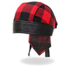 Hot Leathers DOO RAGS headwrap featuring a red buffalo plaid pattern with bold, stylish design and comfortable fit.