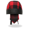Hot Leathers HWH1108 Red Buffalo Plaid DOO RAGS headwrap with bold red buffalo plaid pattern and comfortable fabric.