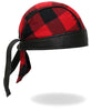 Hot Leathers DOO RAGS headwrap with red buffalo plaid pattern, stylish and comfortable accessory for headwear.