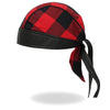 Hot Leathers DOO RAGS headwrap featuring a red buffalo plaid pattern, designed for style and comfort.