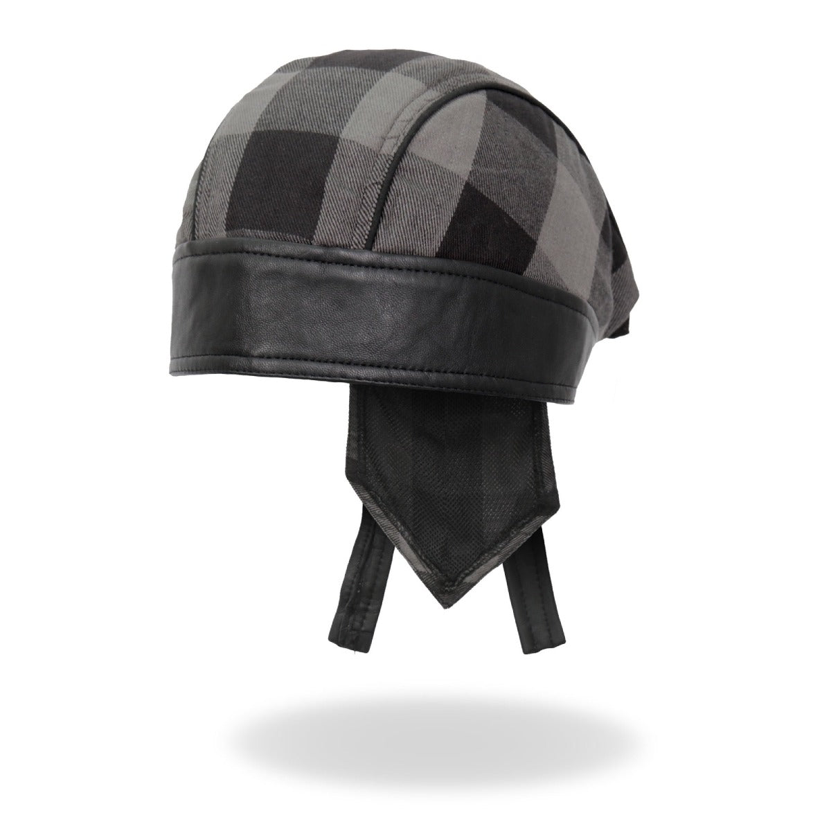 Hot Leathers Hot Leathers HWH1110 Gray Buffalo Plaid DOO RAGS headwrap, featuring a stylish gray buffalo plaid design.