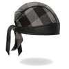 Hot Leathers DOO RAGS headwrap featuring gray buffalo plaid pattern, designed for style and protection.