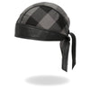 Hot Leathers Gray Buffalo Plaid Headwrap from the DOO RAGS collection, featuring a stylish plaid pattern and comfortable fit.
