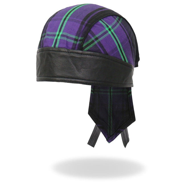 Hot Leathers DOO RAGS Voodoo Headwrap featuring bold black and purple design with skull and voodoo motif.