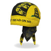 Hot Leathers Don't Tread On Me DOO RAGS headwrap with black and yellow design, featuring the coiled snake logo on a fabric head covering.