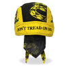 Hot Leathers Don't Tread On Me Headwrap, DOO RAGS style, featuring bold snake design and American flag details, worn on head.