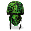 Hot Leathers Over the Top Skulls Green Headwrap, DOO RAGS brand, featuring bold skull design and vibrant green color.
