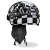 Hot Leathers Checkered Flags DOO RAGS headwrap with black and white checkered pattern, designed for motorcycle or casual wear.