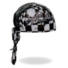Hot Leathers DOO RAGS checkered flags headwrap with bold black and white pattern, designed for motorcycle riders and fans.