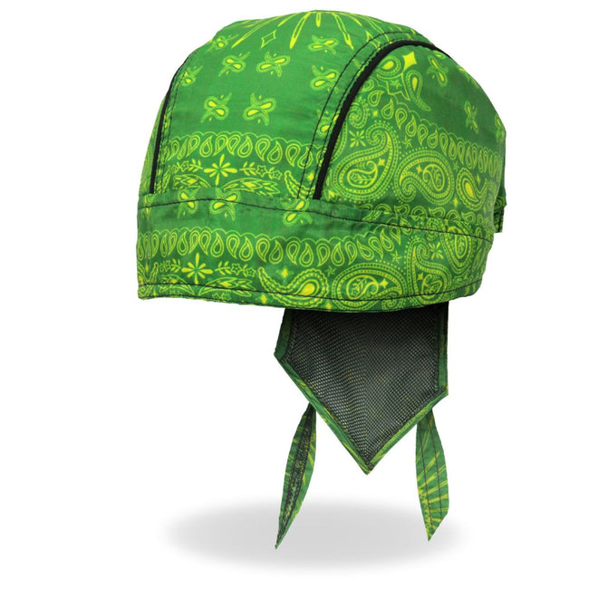 Hot Leathers Green Paisley Headwrap from DOO RAGS line, with vibrant paisley pattern and adjustable fit.