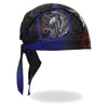 Hot Leathers Hot Leathers HWH1117 Thin Line Eagle Headwrap, DOO RAGS style, featuring a detailed eagle head design in black and white.