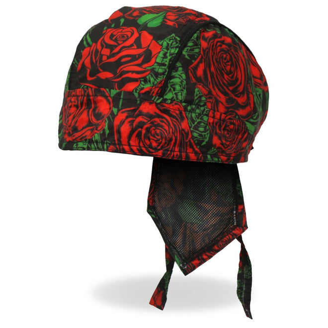 Hot Leathers Roses Headwrap from DOO RAGS collection featuring vibrant rose patterns and comfortable fabric.