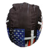 Hot Leathers DOO RAGS Flag Cross Headwrap featuring bold red, white, and blue fabric with patriotic cross design.