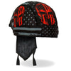 Hot Leathers Warrior Headwrap from DOO RAGS collection, featuring bold warrior design in black and red fabric.