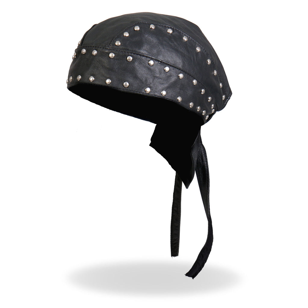 HWL1005 Studded Leather Headwrap Doo Rag | HighwayLeather display picture 1
