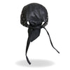 Hot Leathers HWL1005 studded leather headwrap doo rag with metal stud details, stylish and durable for motorcycle riders.